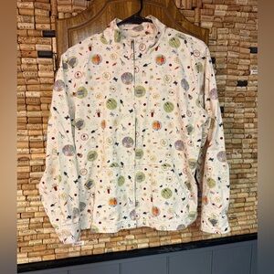 Christopher & Banks gardening cotton lightweight full zip jacket size L